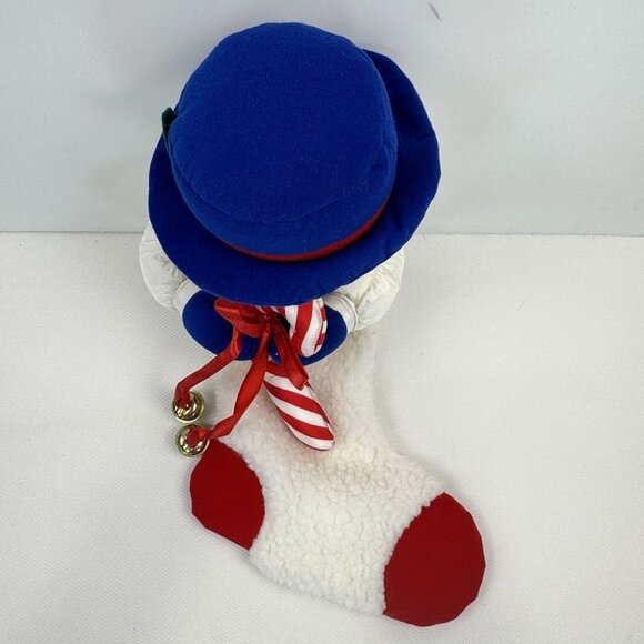 Vintage Snowman Christmas Stocking Parachute Fabric Sherpa Hat Candy Cane 24" - Picture 7 of 16